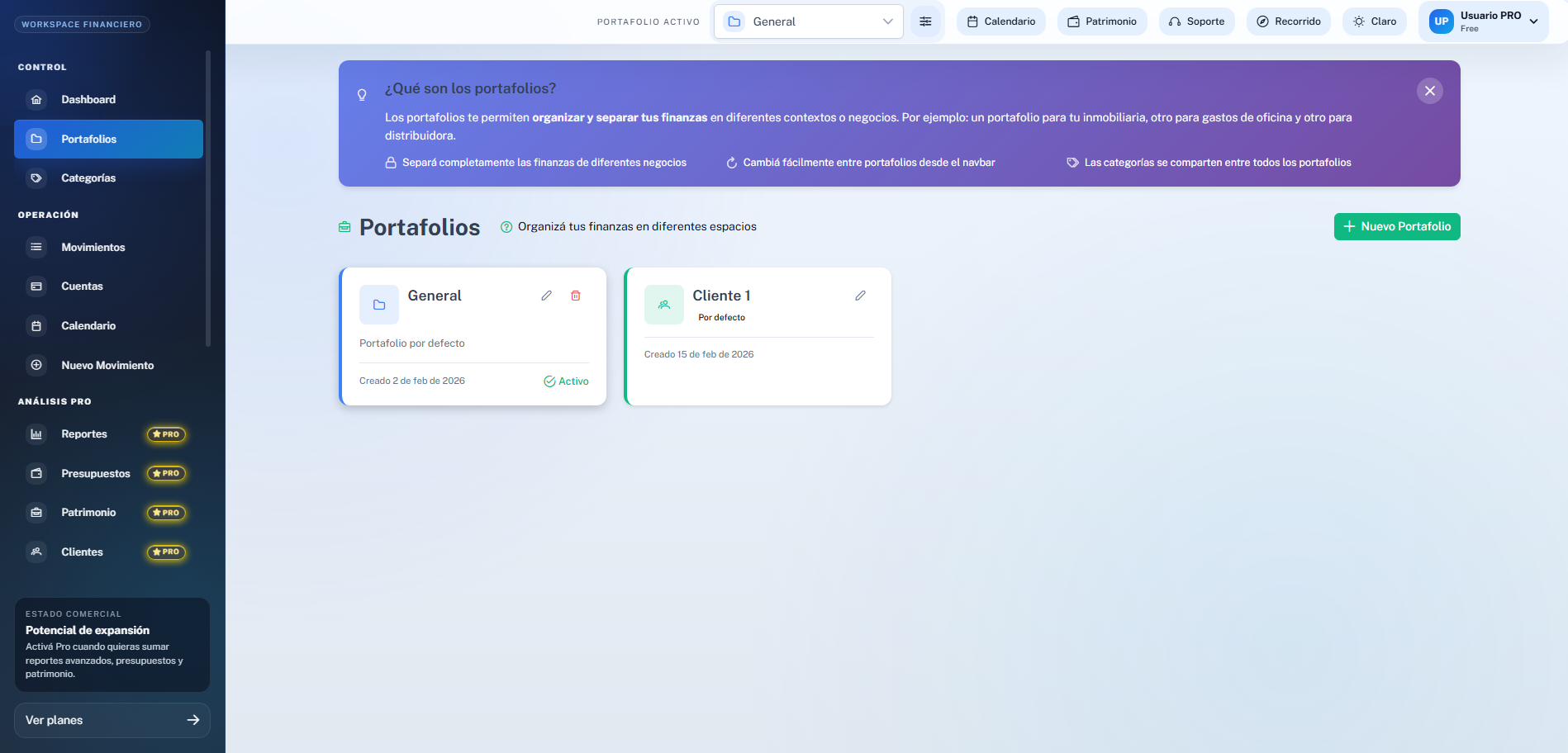 Portafolios de OrdenApp Finanzas
